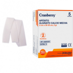 Apósito Alginato de Calcio Mecha 2X30 cms Caja 5 unds – Cranberry
