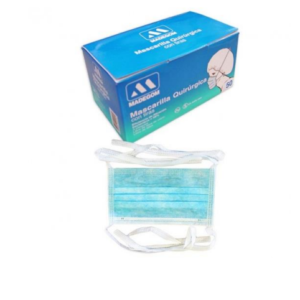 MASCARILLA QUIRÚRGICA DESECHABLE CON TIRAS CELESTE