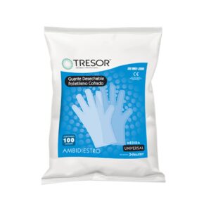 Guante Desechable Polietileno Gofrado Tresor (1 Bolsa 100 Guantes)