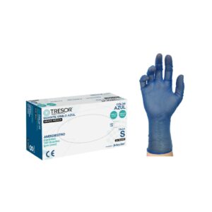 Guante Vinilo de Examinación Azul Sin Polvo (1 Caja 100 Guantes)