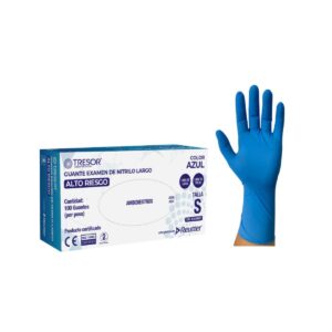 Guante Nitrilo de Examinación Largo de Alto Riesgo (1 Caja 100 Guantes)