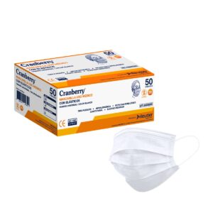 Mascarilla 3 Pliegues Tipo IIR Blanco Cranberry (1 Caja 50 Unid.)