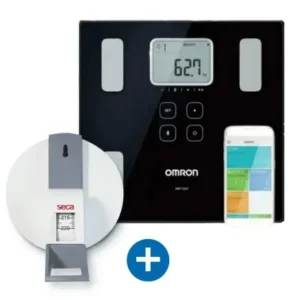 Pack Promocional Balanza de Composición Corporal Bluetooth Omron HBF – 222T + Tallímetro de Pared 206