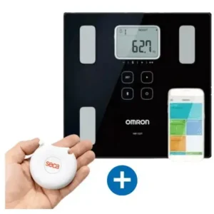 Balanza Corporal Omron HBF 222T + Cinta Métrica Seca 201 (Kit Completo)