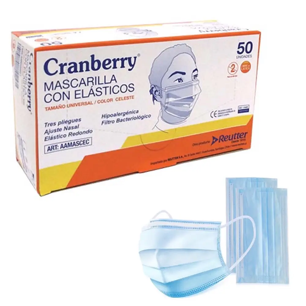 Mascarillas Desechables Médico Celeste (1 Caja 50 Unid.)