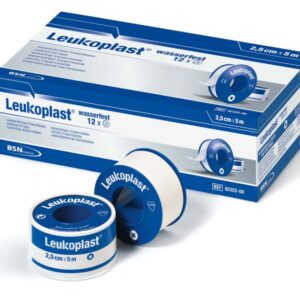 Leukoplast Cinta Quirúrgica Adhesiva de Caucho 2.5cm x 5m Blanco(1 Caja 12 Unid.)