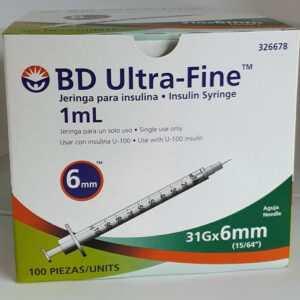 Jeringa para Insulina BD 31G x 6mm - 1ml (1 Caja 100 Unid.)