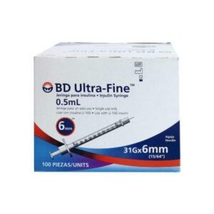 Jeringa de Insulina BD 31G x 6mm - 0.5ml (1 Caja 100 Unid.)