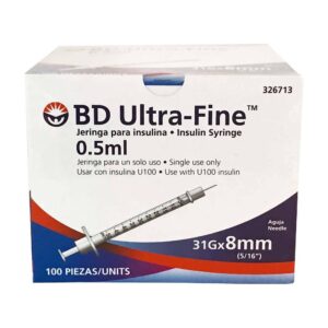Jeringa de Insulina BD 31G x 8mm - 0.5ml (1 Caja 100 Unid.)