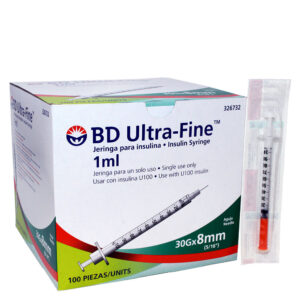 Jeringa de Insulina BD Ultra Fine 30G x 8mm - 1ml (1 Caja 100 Unid.)