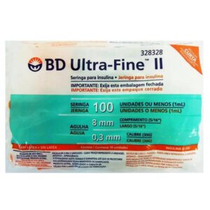 Jeringa para Insulina BD Ultra Fine 30G x 8mm - 1ml (1 Caja 100 Unid.)