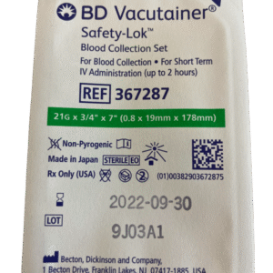 Scalp Vein Safety Lock Desechable BD c/Dispositivo Seguridad 21G 3/4 x 7″ - 18cm (1 Caja 50 Unid.)