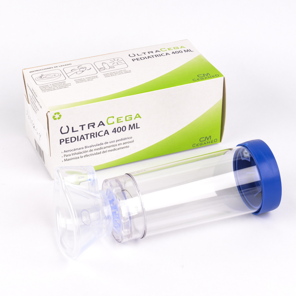 Aerocámara Bivalvulada Pediátrica 400ml UltraCega (Por Unidad)