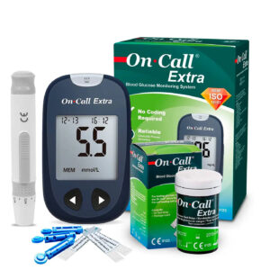 Glucómetro On Call Extra + 60 Cintas + 10 Lancetas (Kit Completo)