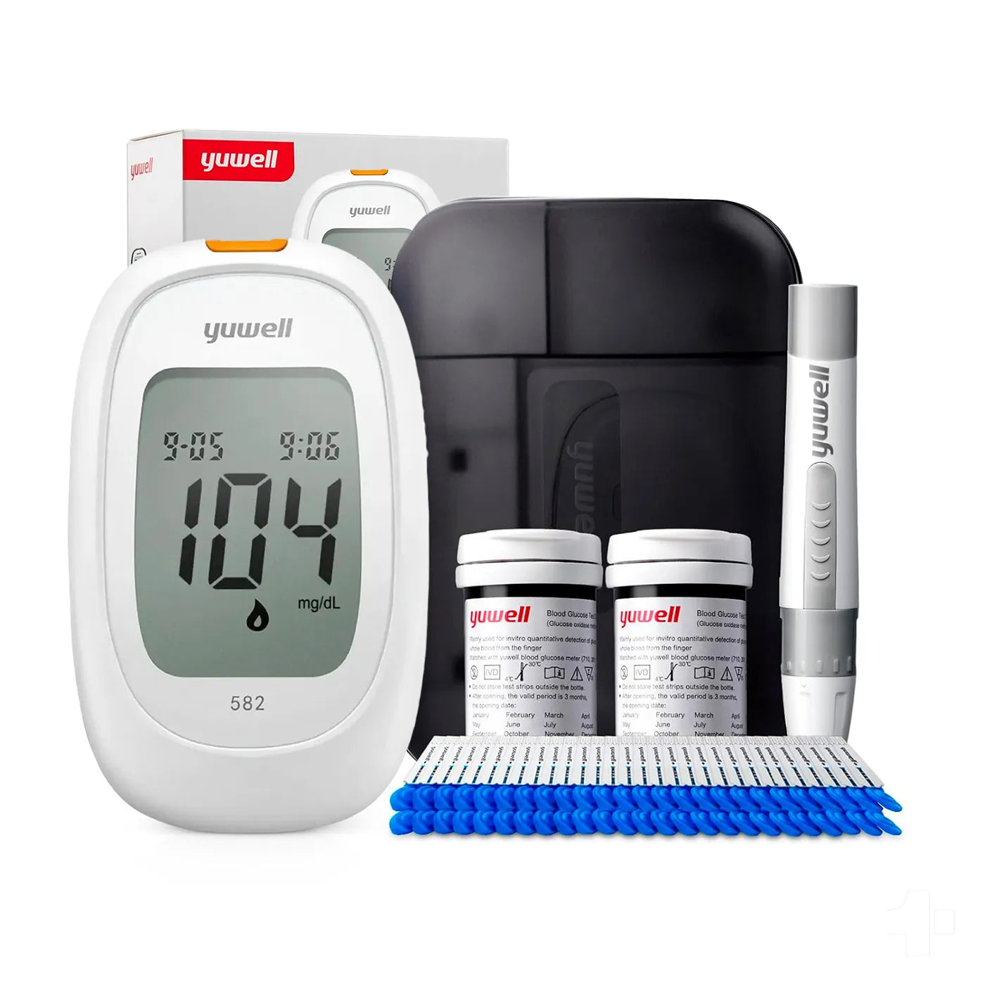 Glucómetro Yuwell 582 + 200 Cintas + 200 Lancetas (Kit Completo)