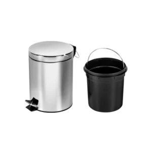Basurero 3L Acero Inox Con Pedal y Balde Plastico