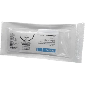 Sutura - Seda Negra Trenzada Silic. 1 Hr35 75cm No Absorb.