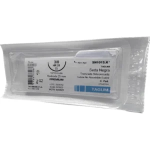 Sutura - Seda Negra Trenzada Silic. 3/0 Hr25 75cm No Absorb.