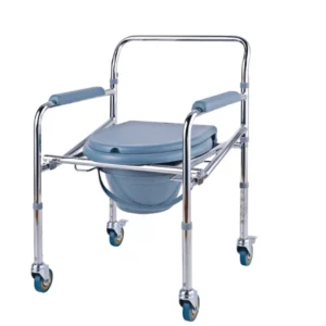 Silla Baño Plegable con Ruedas Cromada
